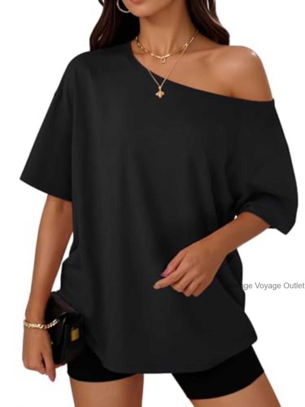 Oversized Off Shoulder Short Sleeve T-Shirt Casual Summer Top